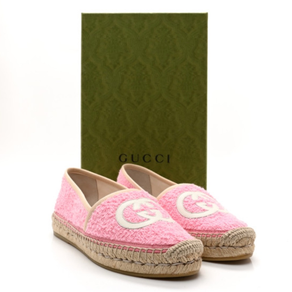 Gucci Interlocking G Terry Cloth Espadrilles EU39 US8.5 Pink; Full inclusion